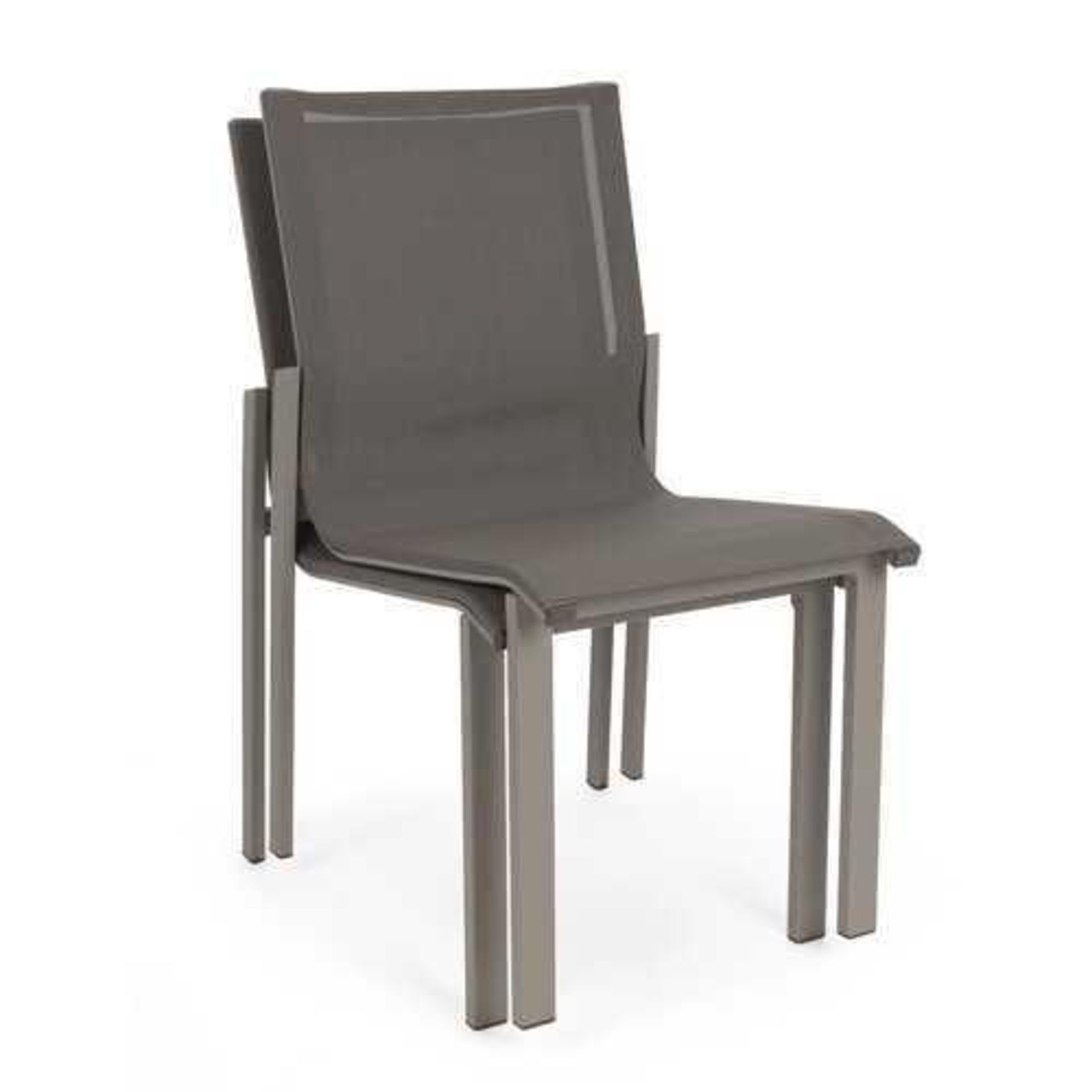 Rrp £200 Beautiful Set Of Antonioni Stacking Garden Chairs In Dark Grey