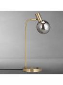 Rrp £70 Boxed John Lewis And Partners Huxley Brushed Brass Smoked Glass Led Table Lamp