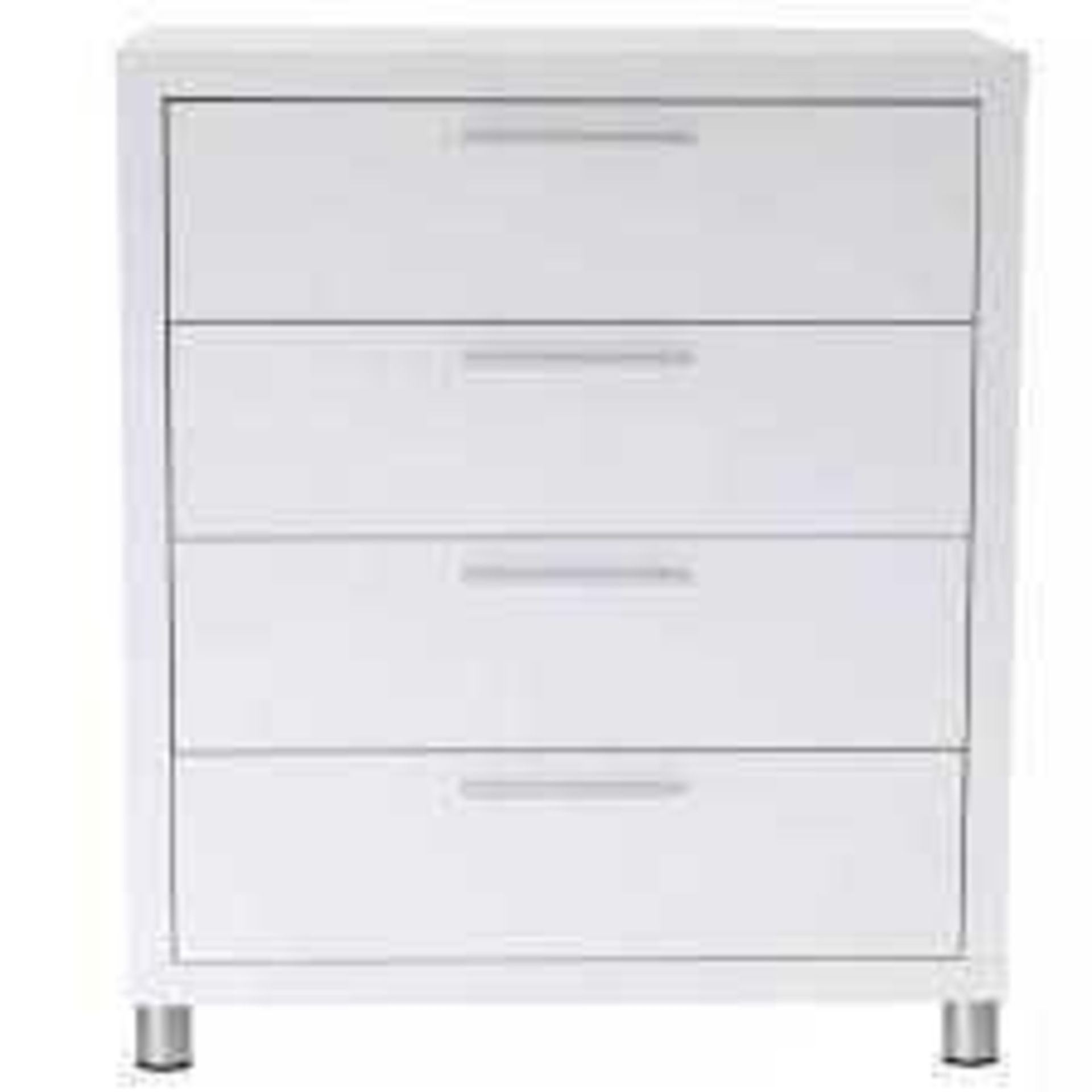 Rrp £350 Boxed Maxi High Gloss White 4 Draw Chest