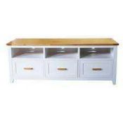 Rrp £780 Brand New Boxed Debenhams Home Sherborne Solid Wood Painted White And Natural Wood Tv Stand