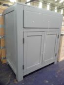 Rrp £400 Solid Designer Grey High Gloss Vanity Unit Two Doors One Drawer