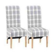 Rrp £200 Kelwynne Scroll Back Upholstered Set Of 2 Dining Chairs