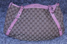 RRP £1,100 Gucci Abbey Hobo Diagonal Bag, Beige/Brown Monogram Canvas 42x23x11cm, (Production Code