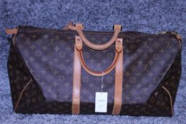 Rrp £1,780 Louis Vuitton Keepall 55 Travel Bag, Brown Monogram Canvas, Vachetta Handles, 55X28X25Cm,