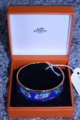 RRP £600 Hermes Enamel Bangle, Duck Flag Motif Blue/Red/Green 7cm Diameter, Condition Rating AA, (