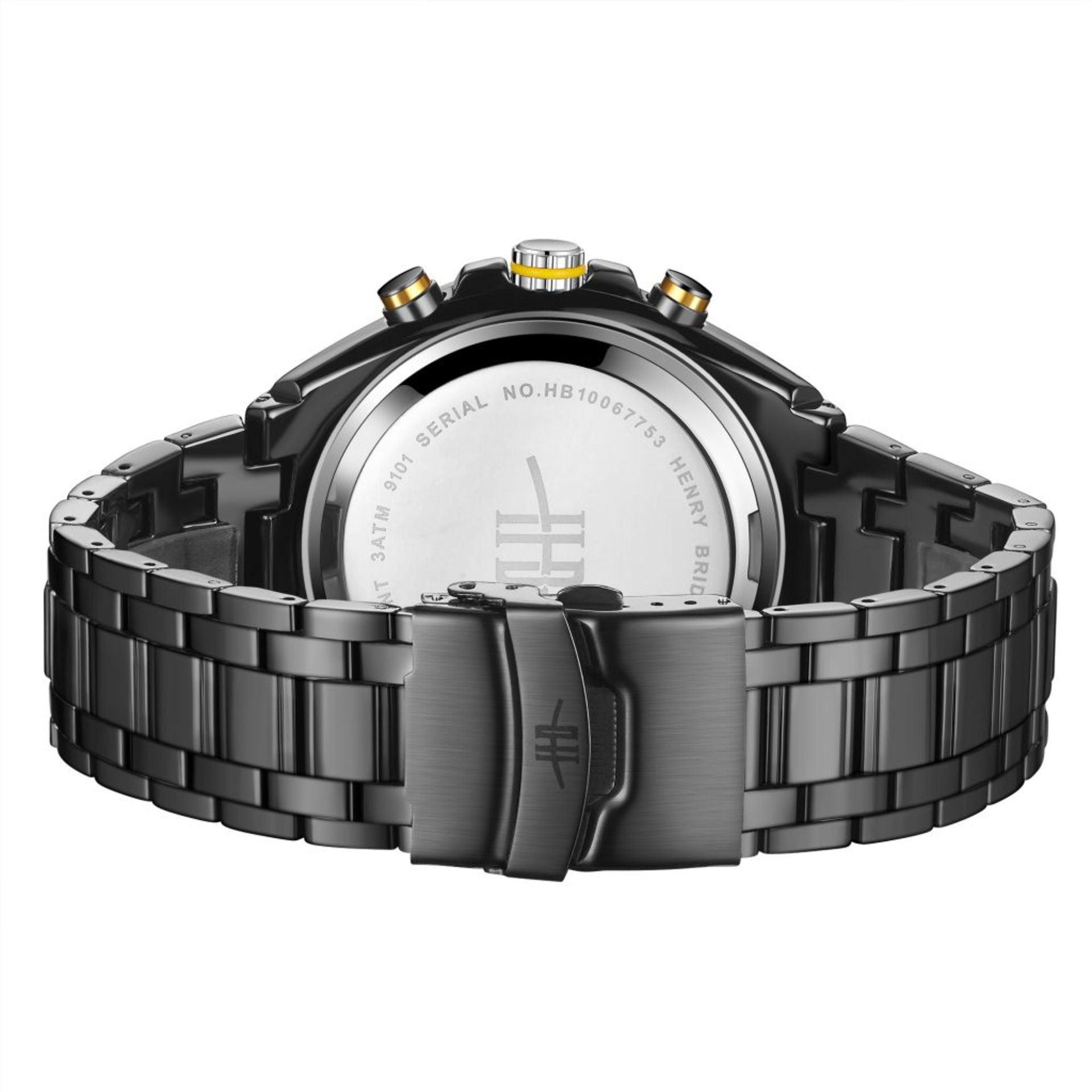 RRP £550 Mens Henry Bridges Millennium Grey Watch With Black Alloy Strap - Image 2 of 3
