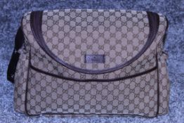 RRP £1,200 Gucci Original Diaper Bag, Beige/Dark Brown Monogramme Canvas, 36x28x12cm (Production