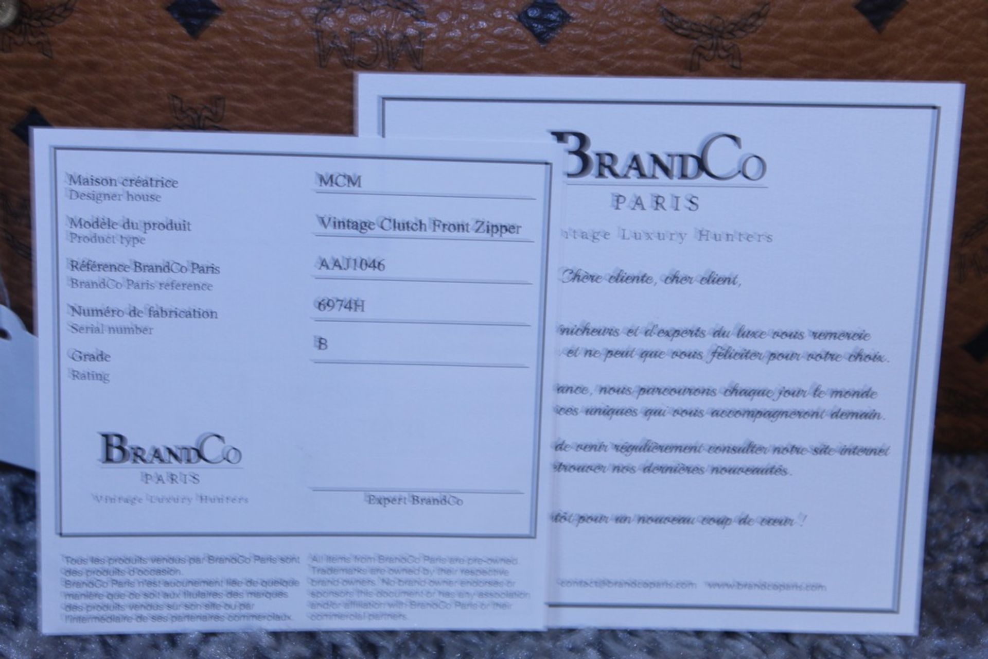 Rrp £300 MCM Calf Leather Cognac Monogramme Gold Vachetta Vintage Clutch Handbag. Production Code - Image 5 of 5