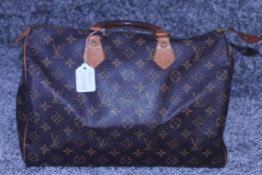 Rrp £1150 Louis Vuitton Speedy Size 35 Brown Coated Canvas/Monogram Canvas Vachetta Strap Handled