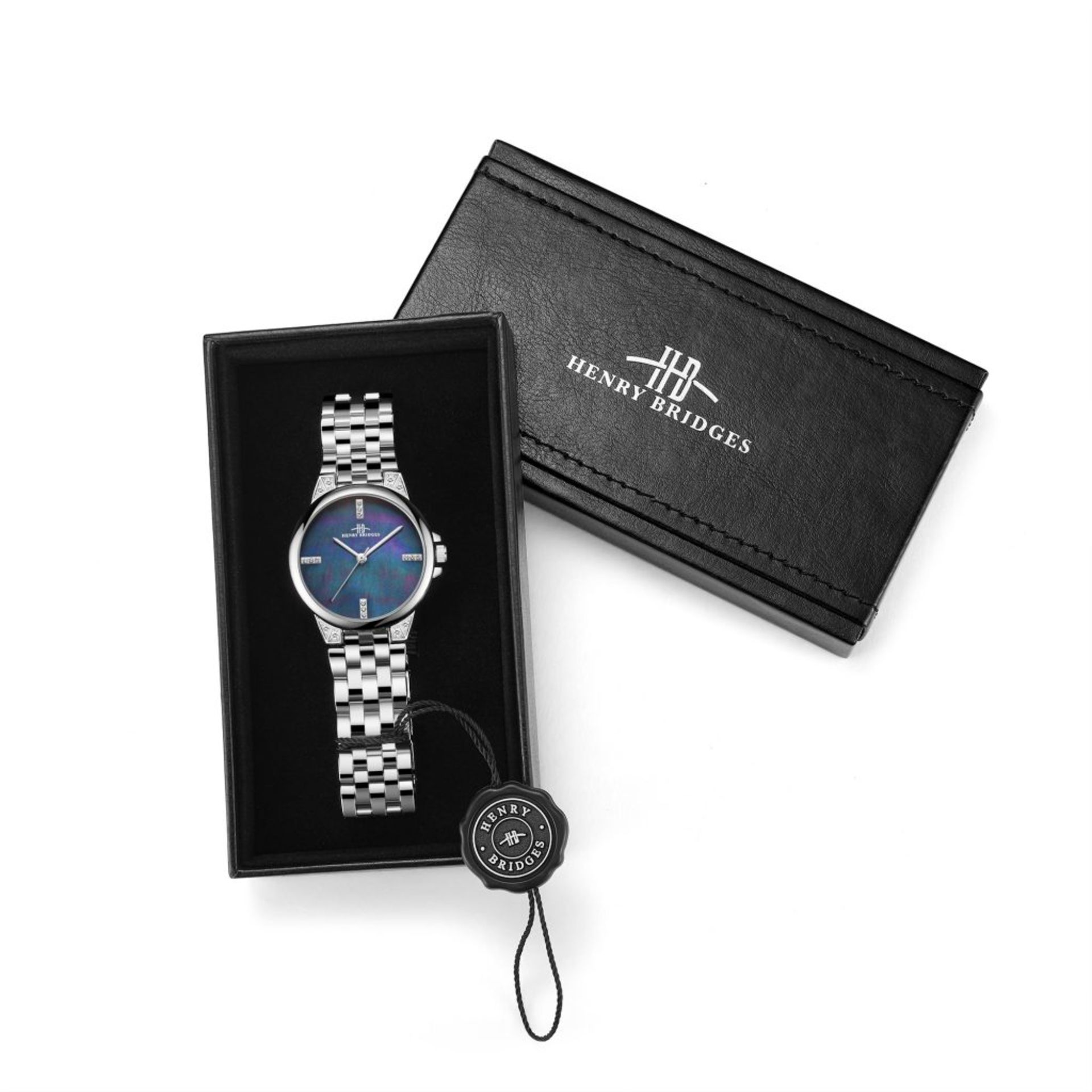 RRP £385 Ladies Henry Bridges Harrington Steel Blue Watch With Alloy Strap - Image 3 of 3