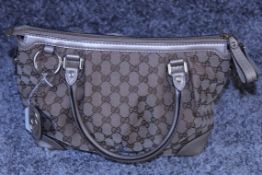 RRP £1,600 Sukey Top Handle Shoulder Bag, Beige/Brown Monogram Canvas, 28.5x22x12cm (Production Code