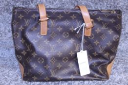 RRP £1970.00 Brown And Beige Leather Cabas Piano Tote Bag From Louis Vuitton Featuring A Monogram