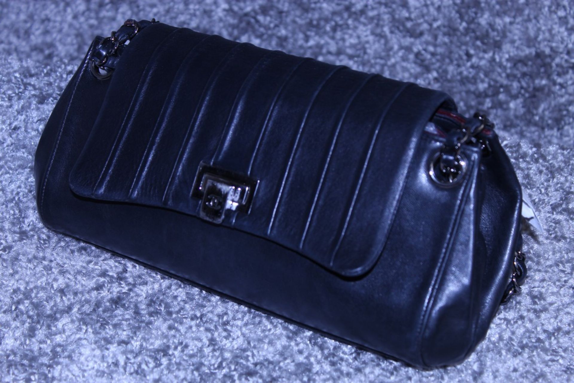 RRP £2,700 Chanel Black Rectangular Shoulder Bag, Calf Leather, Chain Interlaced With Black Leather, - Image 3 of 6