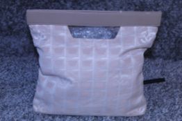 RRP £1,040 Chanel Travel Line Handbag, Beige Jacquard Canvas Travel Line Top Handle Bag, 28.5x29x3cm