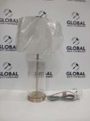 Rrp £80 Boxed Table Lamp With Dimpled Clear Glass And Gold Base And Beige Lamp Shade