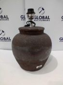 Rrp £145 Box Castello Aged Stone Ceramic Table Lamp Base In Dark Brown