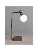 Rrp £80 Spencer Wireless Charging Test Lamp Satin Nickel Finish Frosted Glass Globe