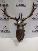 Rrp £150 Boxed Aluminium Bronze Stag Head Ornament