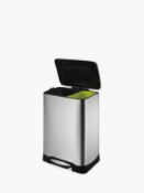 Rrp £70 Boxed Double 15 + 15 Litre Stainless Steel Eko Pedal Bin