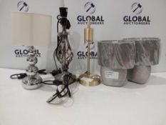 Remind Rrp £150 Locked To Include 5 Assorted Table Lamps Including Mini Sun Silver Chrome Effect Lam