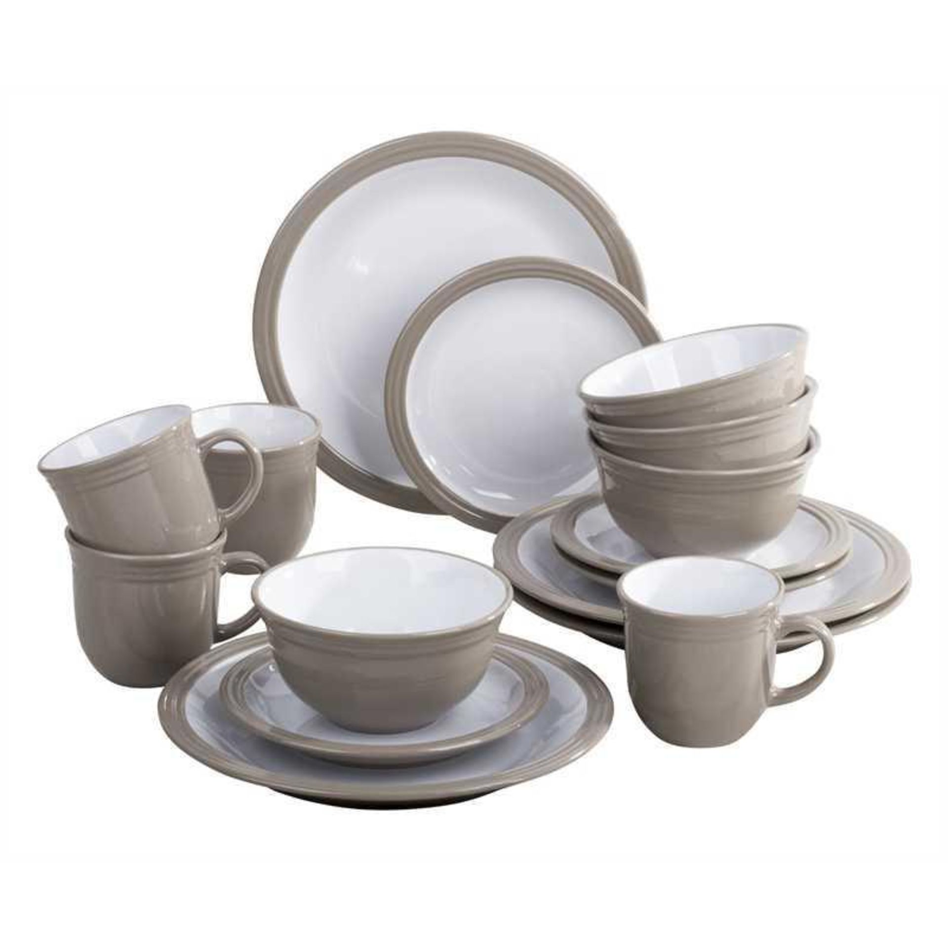Rrp £100 Boxed 16-Piece Camden Dinner Set In Taupe