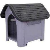 Rrp £100 Boxed Plastic Dog House Small In Light Grey And Dark Grey