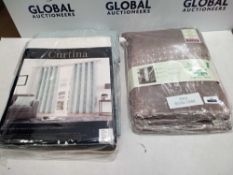 Combined Rrp £100 Two Sets Of Brand New Designer Curtains To Contain Eco Blackout Thermal Curtains