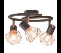 Combined Rrp £120 Lock Contains 3 Boxed Vida Xl 3 Spotlight Ceiling Light