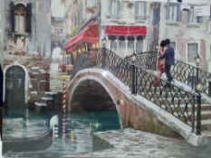 Rrp £80 Canvas Print Couple In Venice Oil Painting