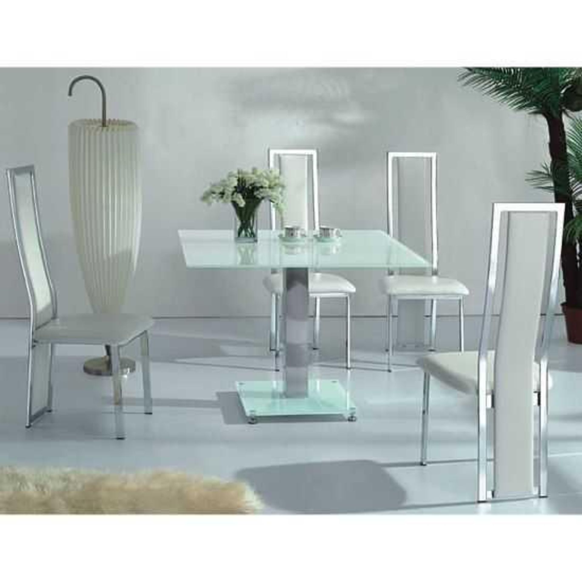 RRP £100 Nicole Dining Chair In White With Chrome Legs (Appraisals Available Upon Request) (Pictures