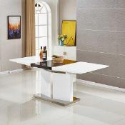 RRP £650 Boxed Belmonte Extendable White And Black Dining Table 3 Boxes (Appraisals Available Upon
