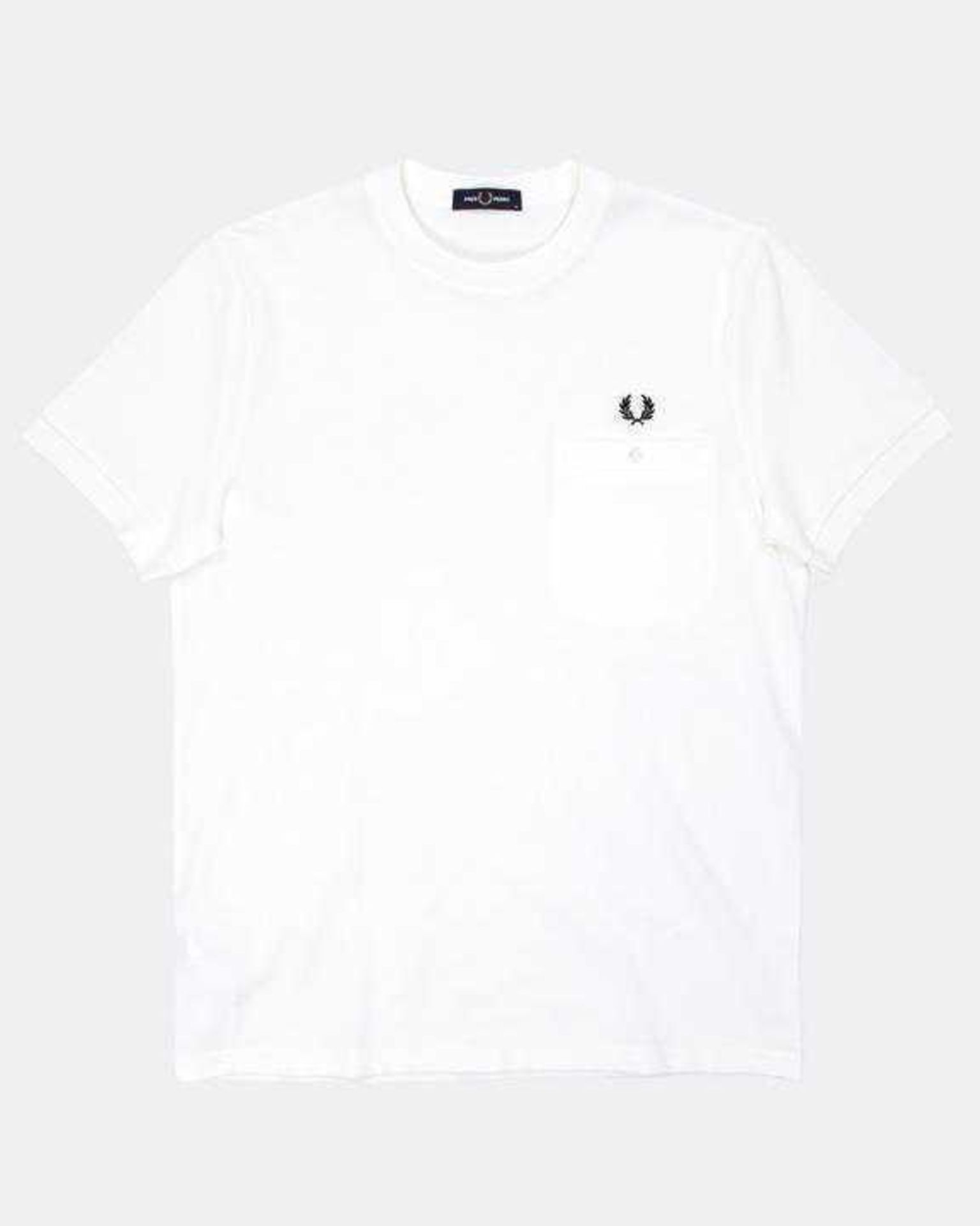 Rrp £50 Fred Perry White Pique Pocket Tee Size Men'S Medium