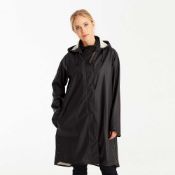 Rrp £110 Ilse Jacobson Ladies Genuine Leather Size 14 Black Raincoat
