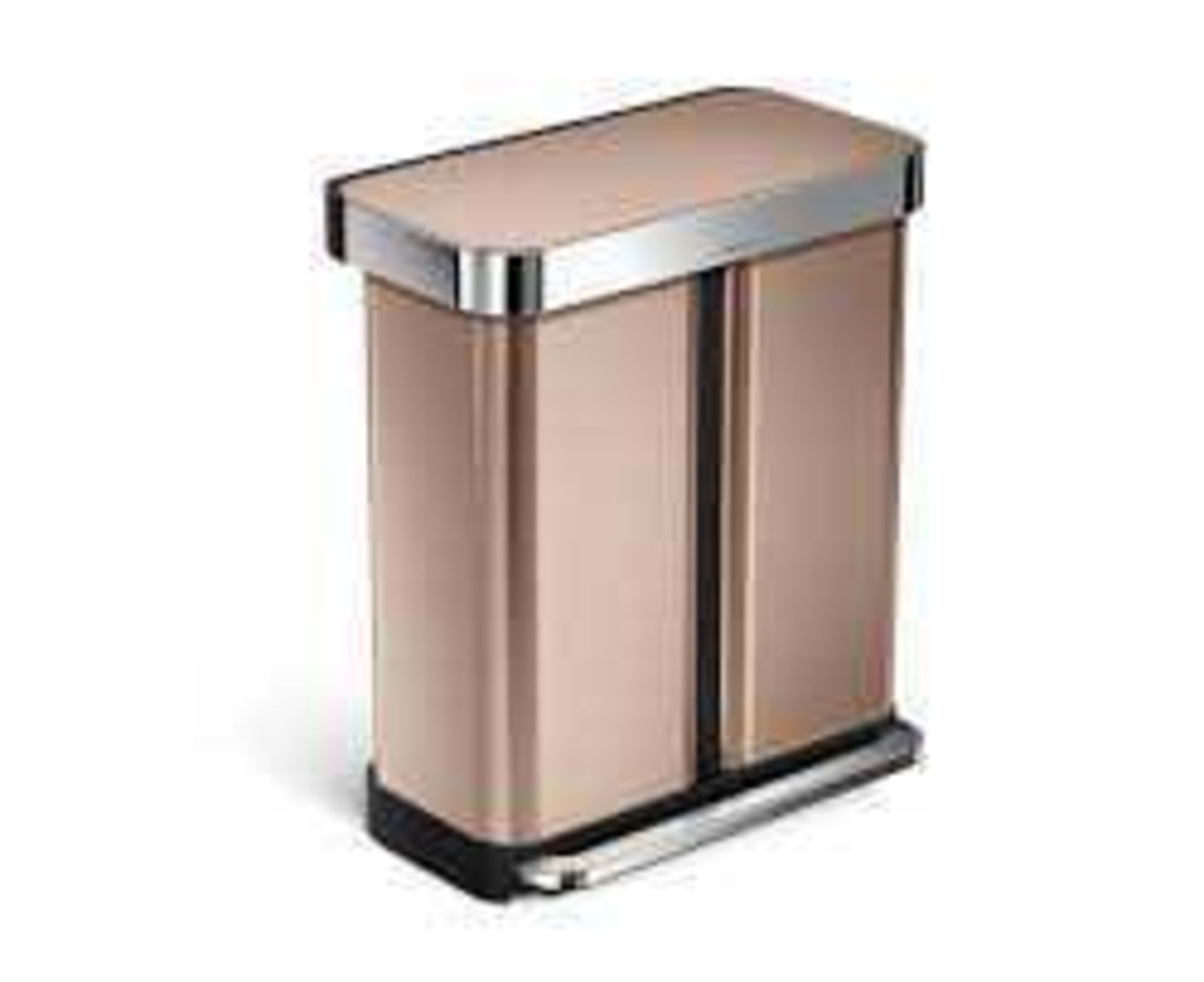 Rrp £280 Boxed Simplehuman Sensor Recycling Bin With Voice Sensor And Motion Sensor In Rose Gold Wit