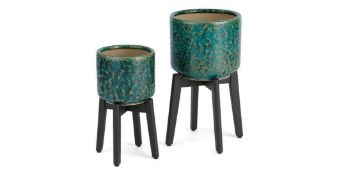 RRP £59 2 x Reactive Glaze Plant Stands