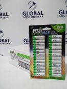 Combined Rrp £180 Lot To Contain 12 Fuji Enviro Max Super Alkaline Batteries 24 In A Pack