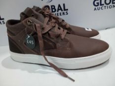 Rrp £45 Men'S Debenhams Home Collection Size Uk 10 Genuine Leather Brown High Top Canvas Shoes