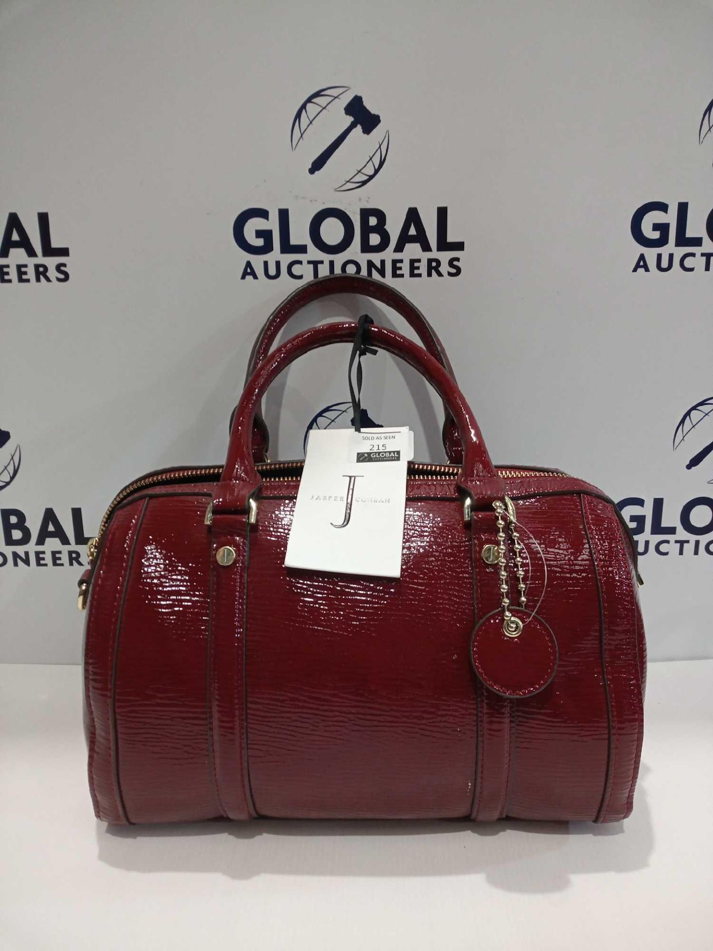 Rrp £50 Jasper Conran Womens Leather Gloss Look Red And Black Handbags