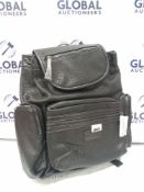 Rrp £140 Tiba + Marl Kaspar Knapsack In Black Leather With Chrome Zipper