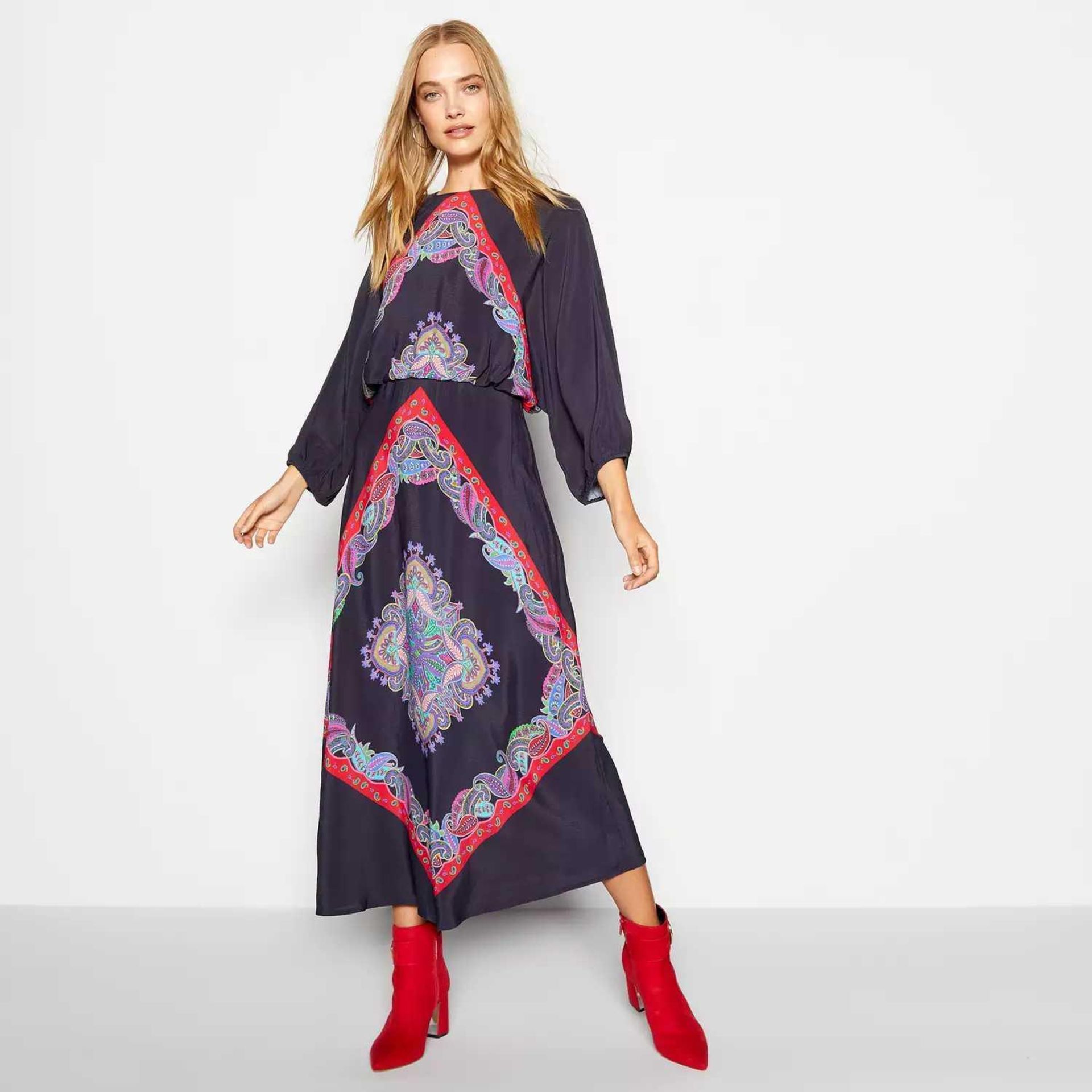 Rrp £80 Debenhams Designer Ladies Size 20 Scarf Placement Long Maxi Dress