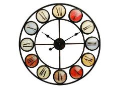 Rrp £100 The Libra Company Boxed Large Multi-Coloured Roman Numeral Display Wall Clock