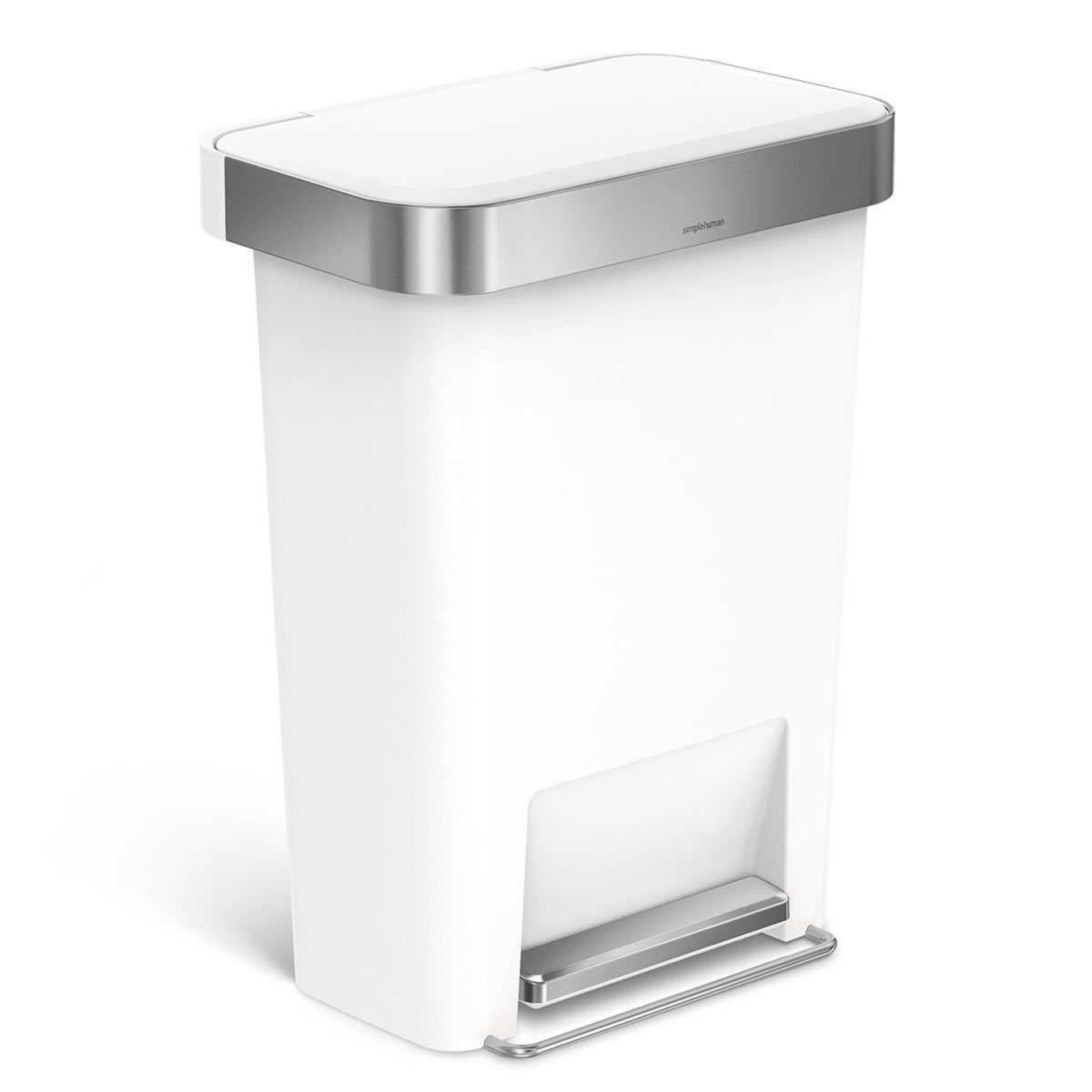 Rrp £75 Boxed Simple Human Liner Pocket White Bin