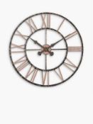 Rrp £120 Lascelles Of London Decorative Roman Numeral Iron Look Wall Clock