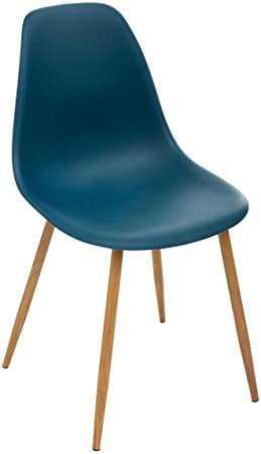 Rrp £50 Boxed Imitation Polypropylene Oak Chair In Navy