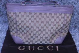 RRP £1200 Gucci Mayfair Tote Shoulder Bag In Beige/Brown Monogrammed Canvas Condition Rating AA (