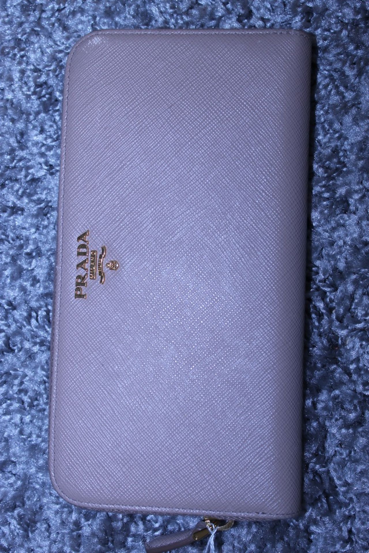 RRP £590 Prada Continental Wallet, Beige Saffiano Leather, 20x10cm (Production Code 107D)