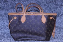 Rrp £1,500 Louis Vuitton Neverfull Shoulder Bag, Brown Coated Monogram Canvas, 29X22X13Cm, (