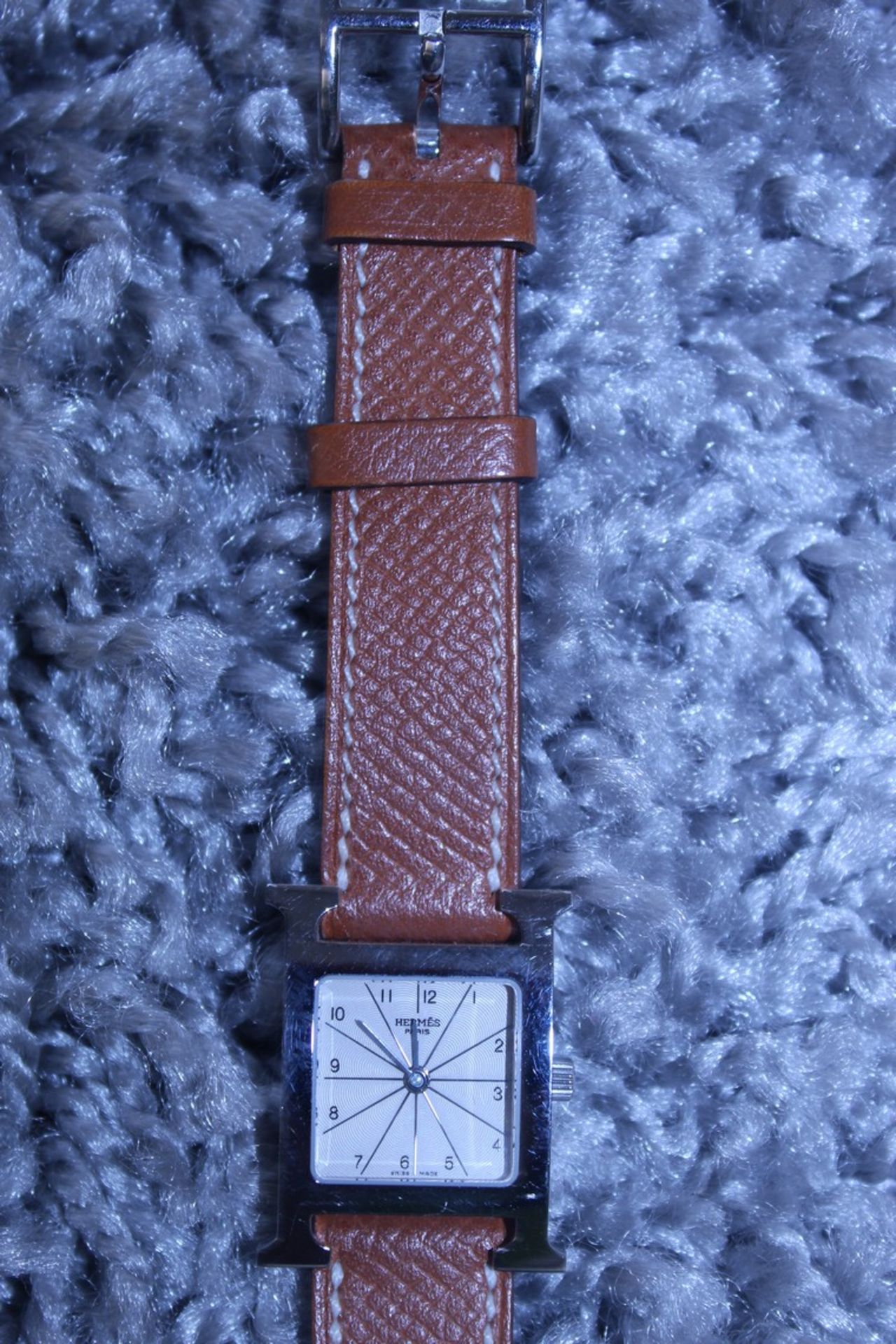 Rrp £2240 Hermes H Brown/Silver Stainless Steel Epsom Leather Brown Dial Luxury Watch. Bracelet - Image 2 of 5