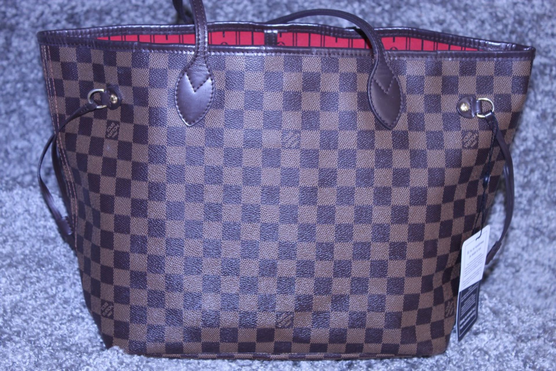 Rrp £1,500 Louis Vuitton Neverfull Shoulder Bag, Brown Coated Camvas (Dramier Ebene), Brown