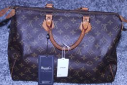 Rrp £1,100 Louis Vuitton Speedy 35 Handbag, Monocgram Coated Canvas, Vachetta Handles, 35X22X18Cm (